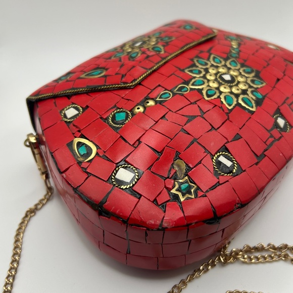 Ramla Moroccan Red Mosaic Tile Handmade Evening Bag - Picture 4 of 7
